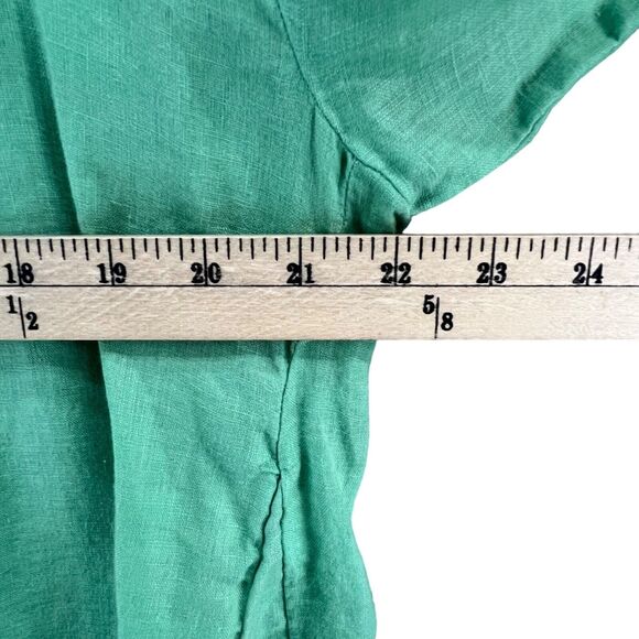 Zara Linen Shirt Women M Mint Green Asymmetric Relaxed Blouse Beach Resort Top - Picture 6 of 11